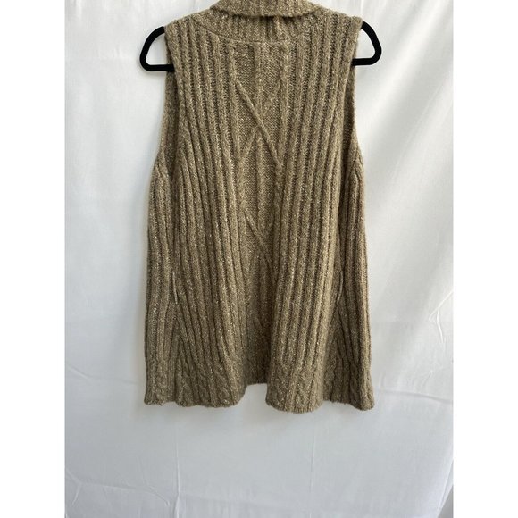 Guess Knit Cardigan Sweater Women's XL Tan Open Front Shawl Vest Tan Brown - Picture 2 of 5